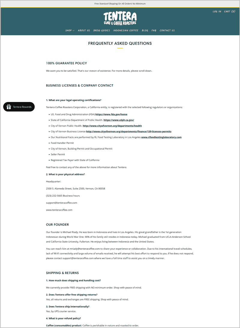 FAQ Page before and after
