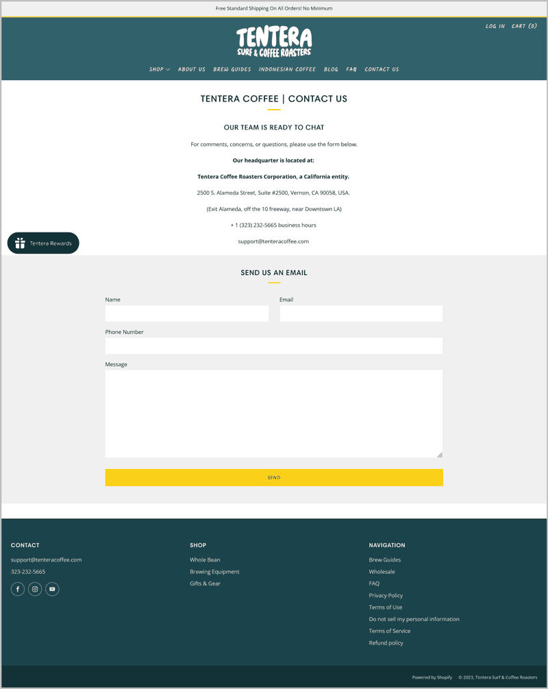 Contact Page before and after