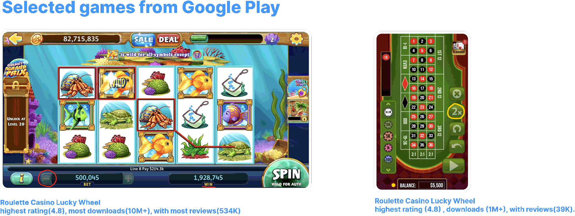 games screenshots from Google Play